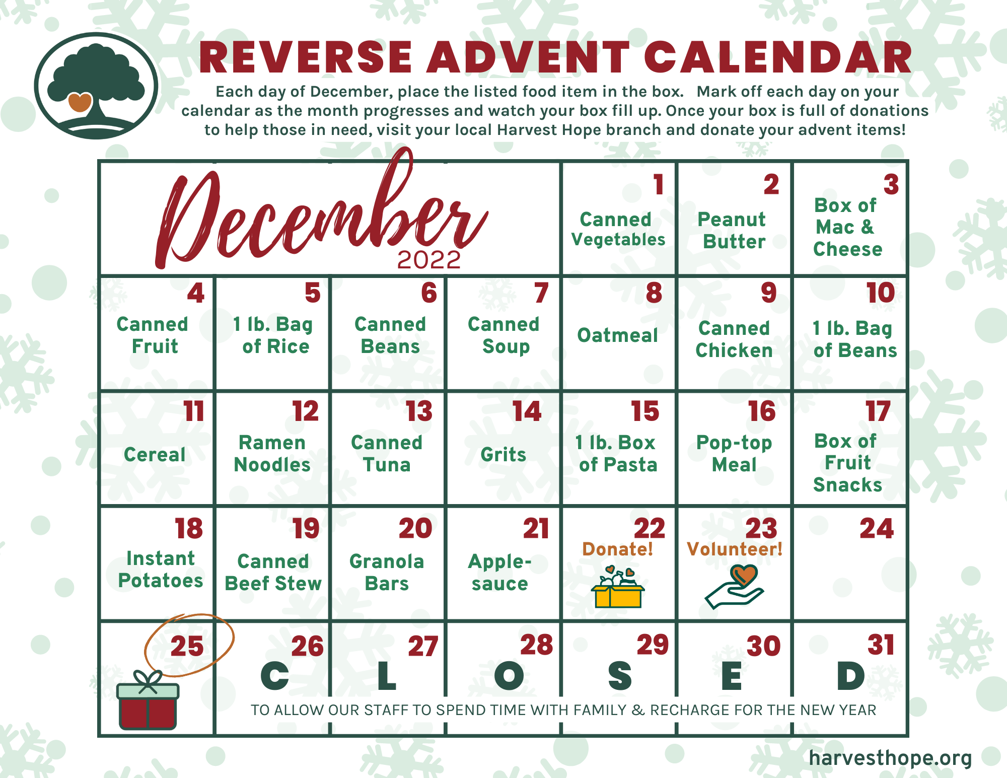 Reverse Advent Calendar